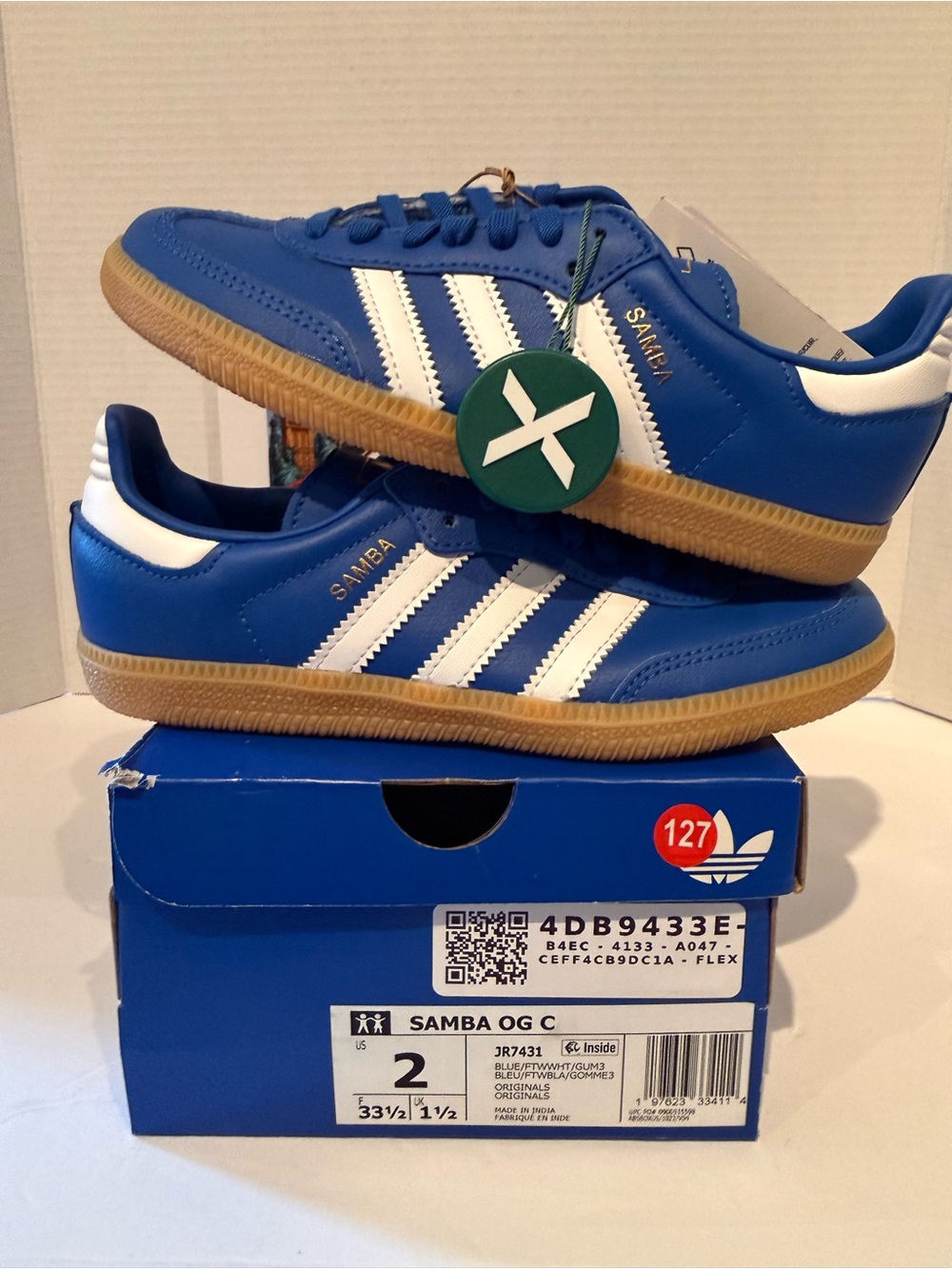 adidas Samba OG C Sneakers in Royal Blue & White with Gum Sole